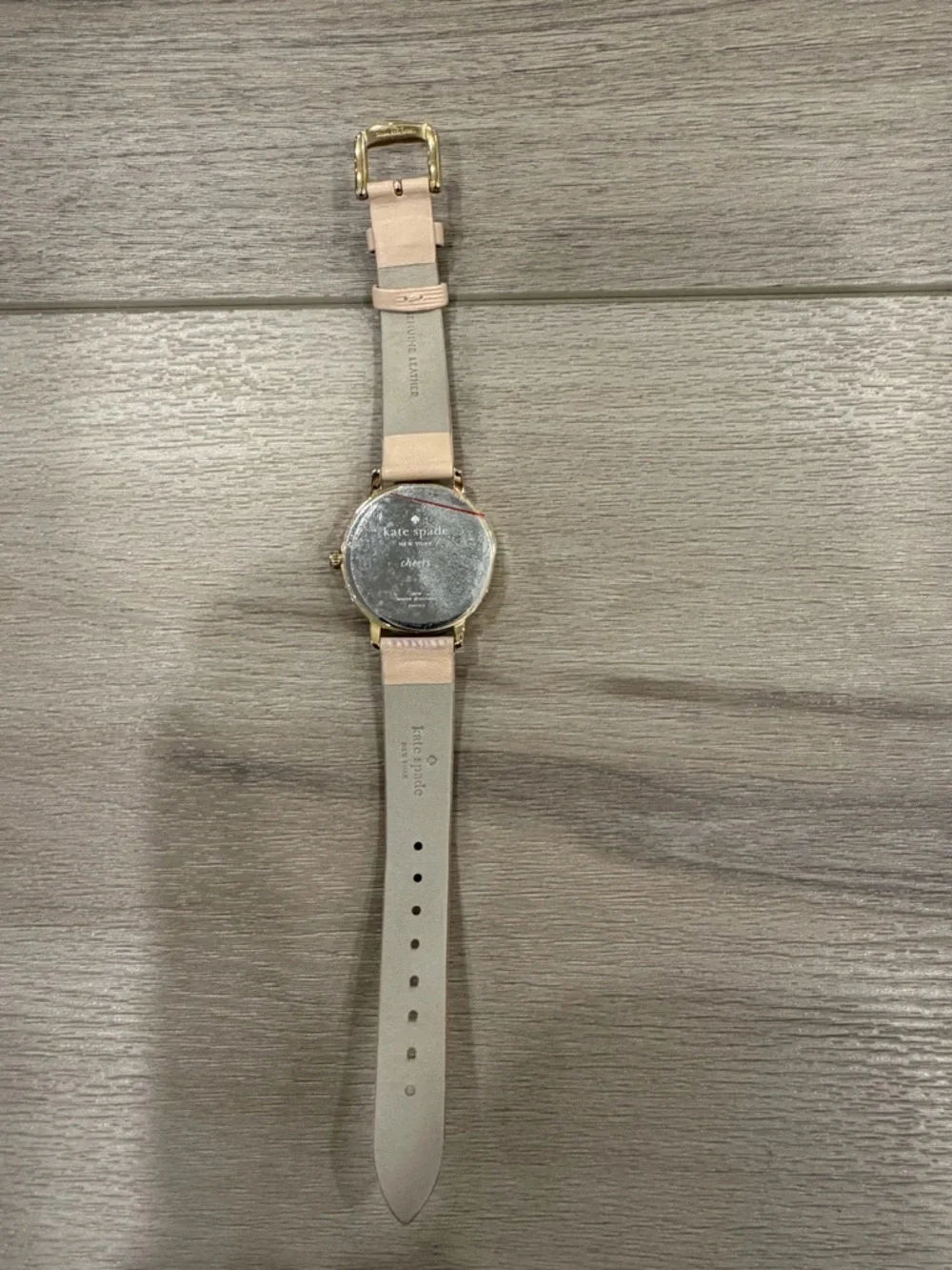 Kate Spade Metro Champagne Beige Leather Strap Gold Watch KSW9043